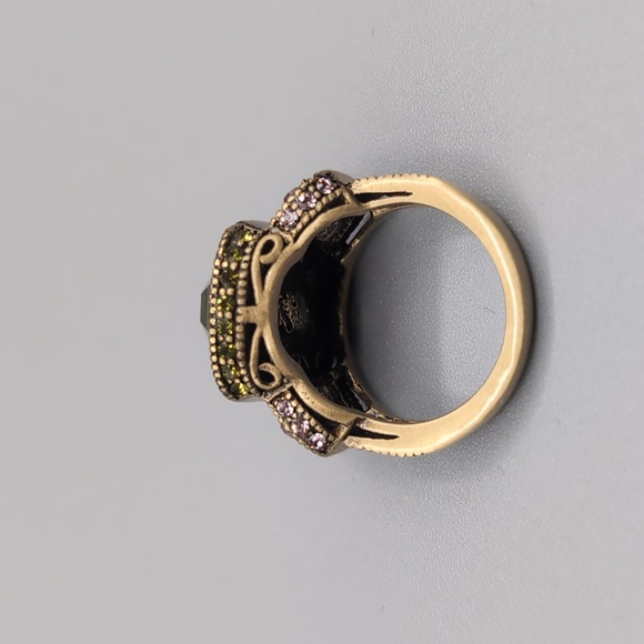 Heidi Daus| Bronze Toned Multicolored Green and Pink Crystal Ring - Picture 7 of 12